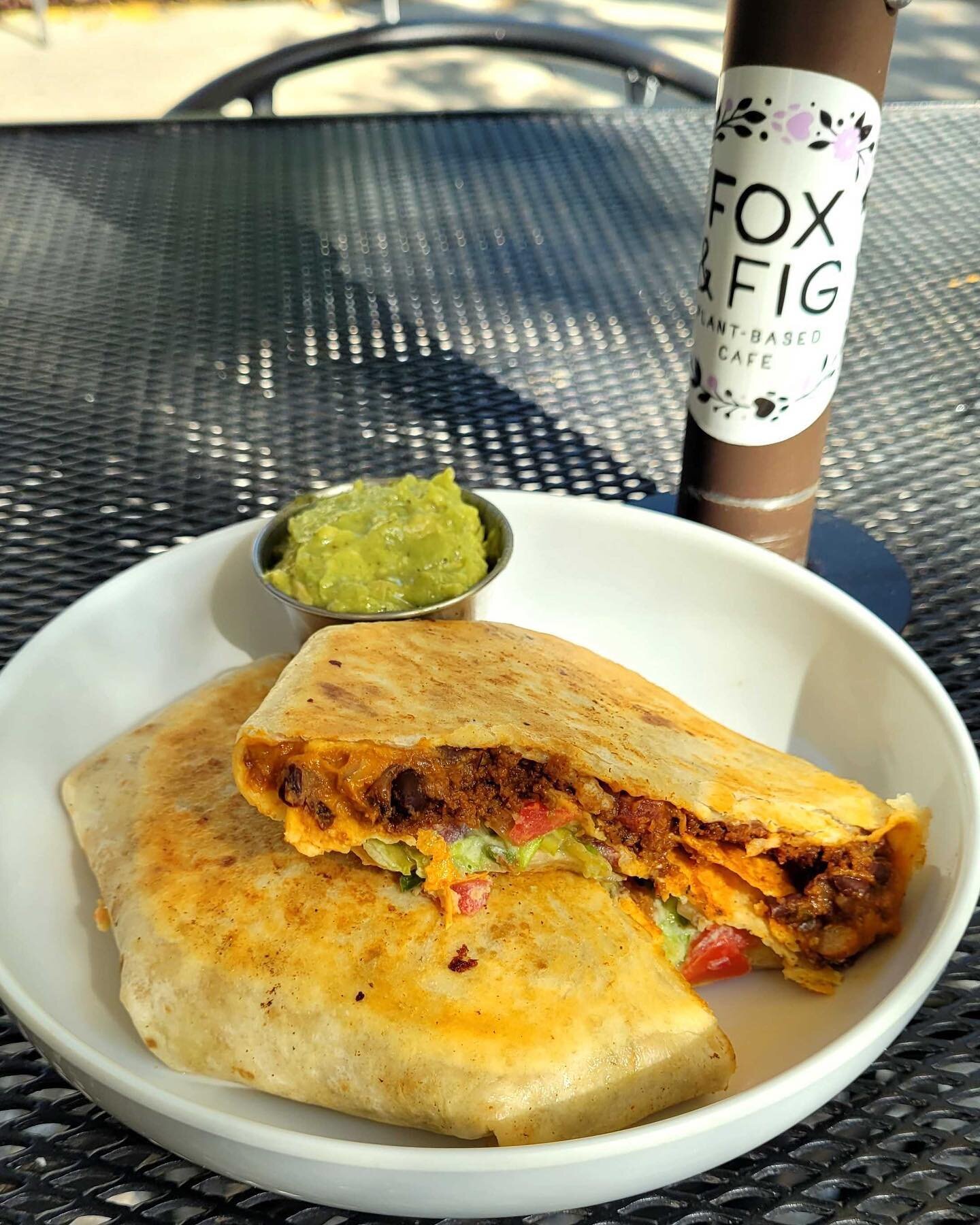 Happy 4/20 from Fox &amp; Fig! 💜🍃
Stop in and try today&rsquo;s special to celebrate!
Vegan Crunchwrap Supreme - $14.20
@thebehive BE-Hive seasoned seitan taco meat, chipotle cheese sauce, bean chili, tortilla chips, pico de gallo, cilantro lime